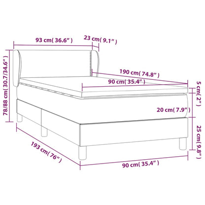 Boxspring Met Matras Stof Zwart 90 x 190 cm Effen met spijkers