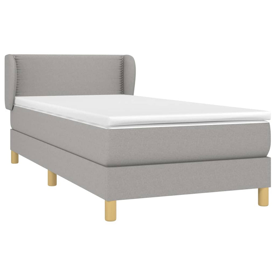 Boxspring Met Matras Stof Lichtgrijs 90 x 200 cm Effen met spijkers