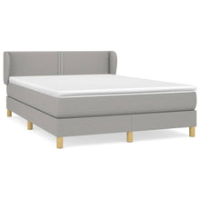 Boxspring Met Matras Stof Lichtgrijs 140 x 190 cm Effen met spijkers
