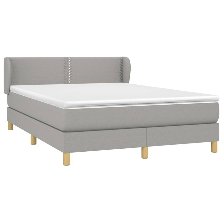 Boxspring Met Matras Stof Lichtgrijs 140 x 190 cm Effen met spijkers