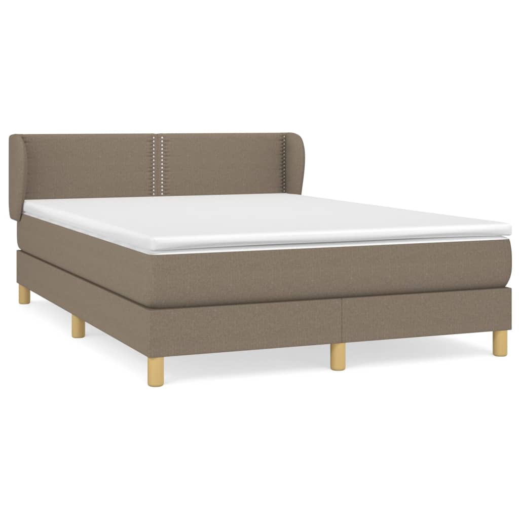 Boxspring Met Matras Stof Taupe 140 x 190 cm Effen met spijkers