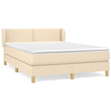 Boxspring met matras stof crèmekleurig 140x190 cm 140 x 190 cm Effen met spijkers
