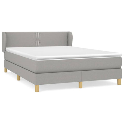 Boxspring Met Matras Stof Lichtgrijs 140 x 200 cm Effen met spijkers
