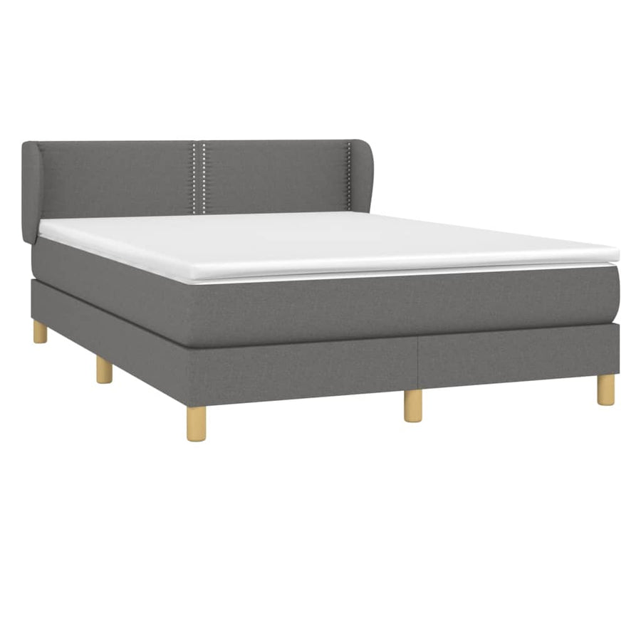 Boxspring Met Matras Stof Donkergrijs 140 x 200 cm Effen met spijkers