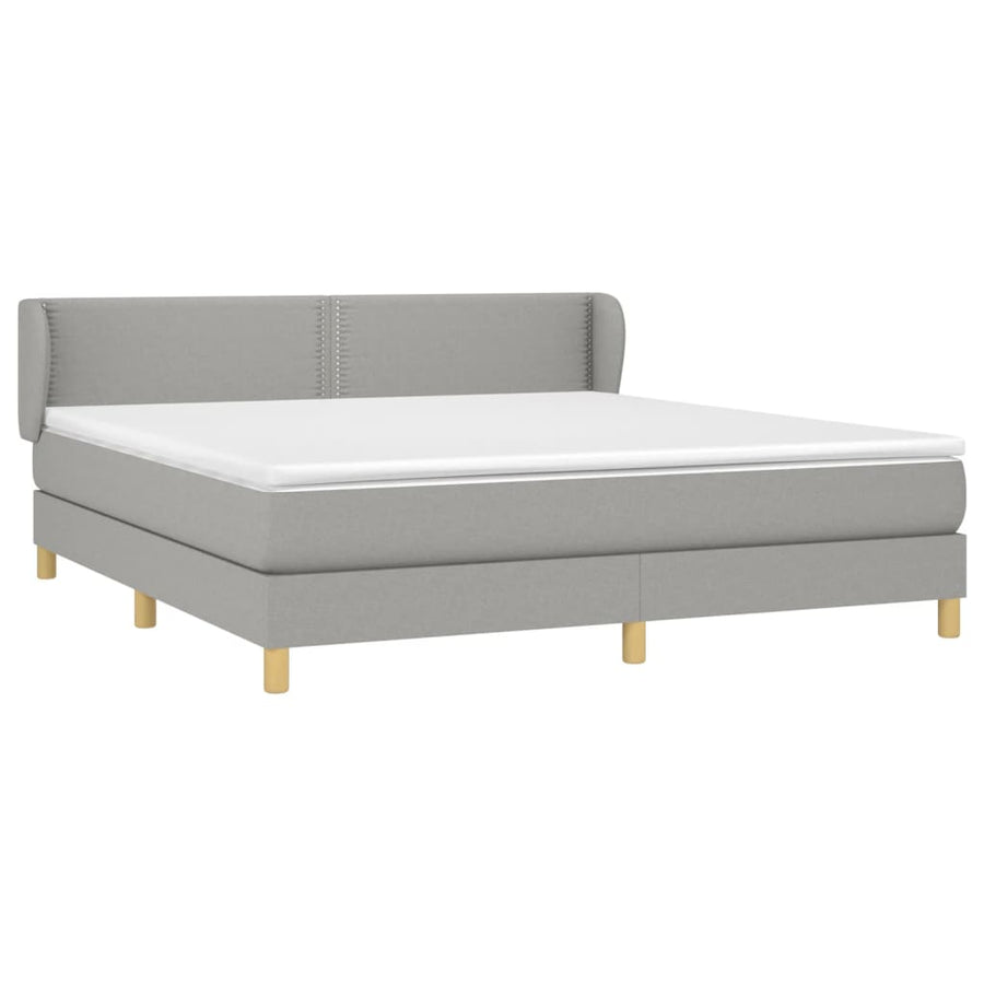 Boxspring Met Matras Stof Lichtgrijs 180 x 200 cm Effen met spijkers