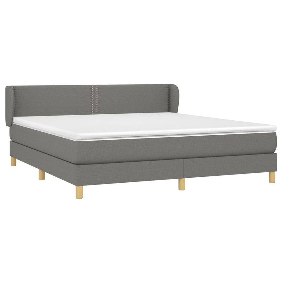 Boxspring Met Matras Stof Donkergrijs 180 x 200 cm Effen met spijkers