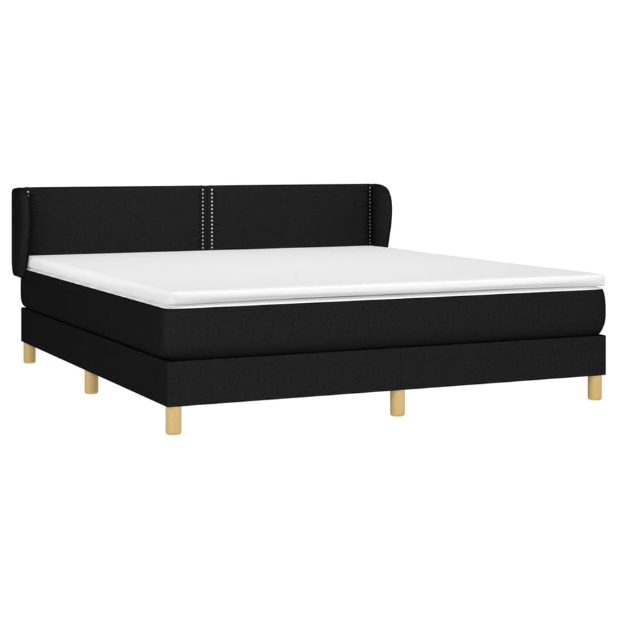 Boxspring Met Matras Stof Zwart 180 x 200 cm Effen met spijkers