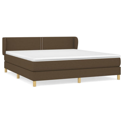 Boxspring Met Matras Stof Donkerbruin 180 x 200 cm Effen met spijkers