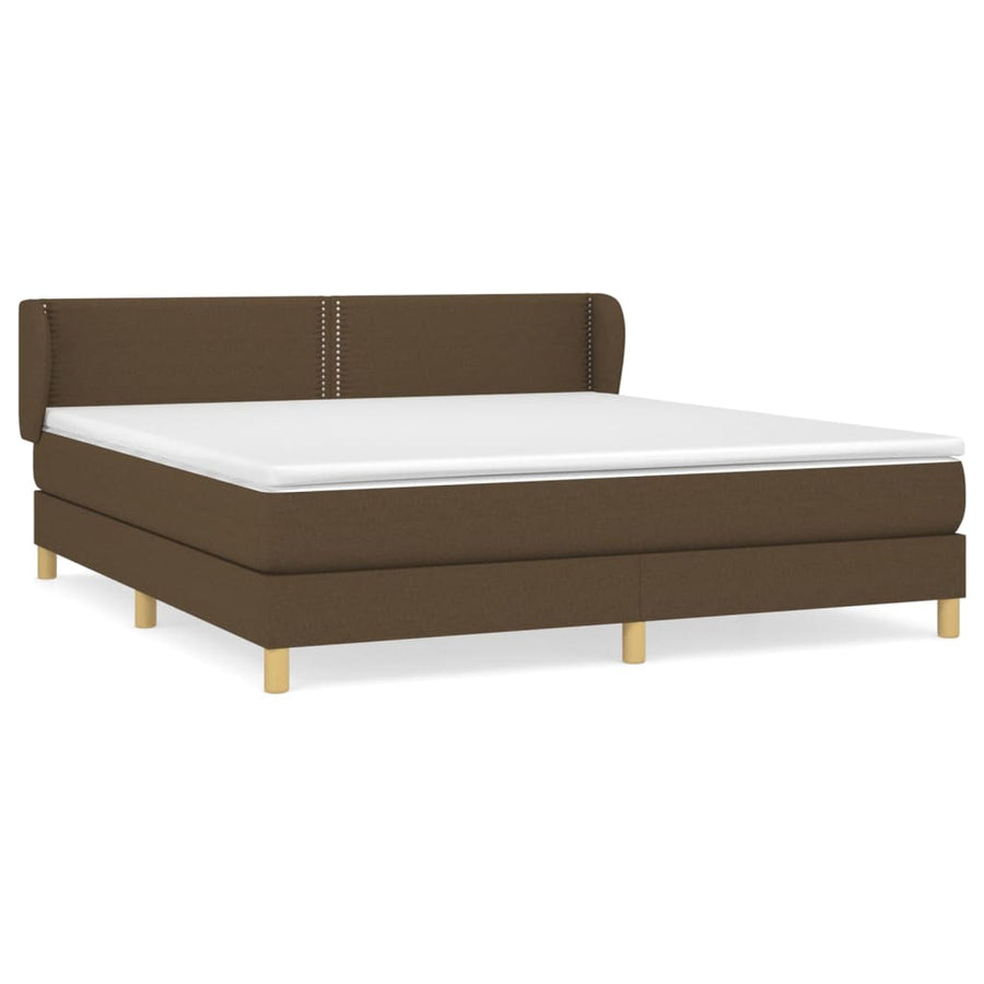 Boxspring Met Matras Stof Donkerbruin 180 x 200 cm Effen met spijkers