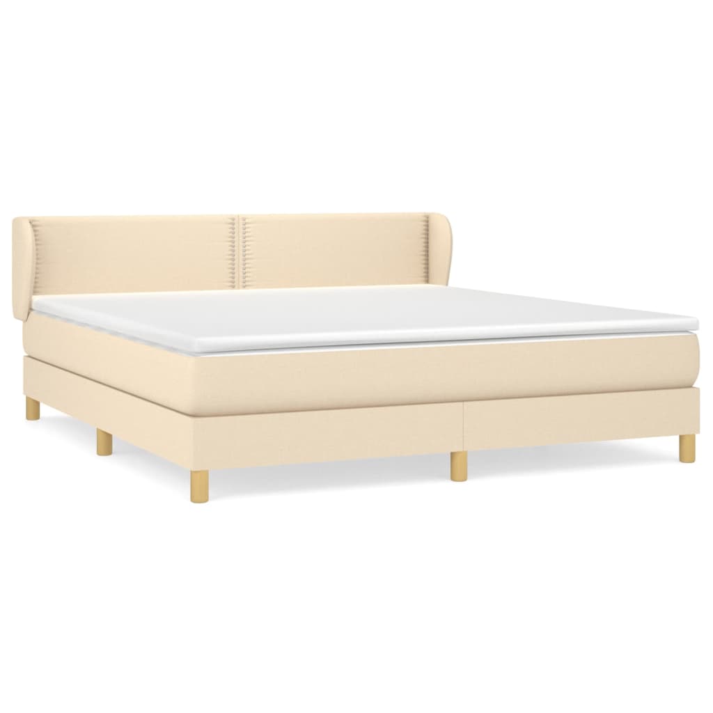 Boxspring met matras stof crèmekleurig 180x200 cm 180 x 200 cm Crème
