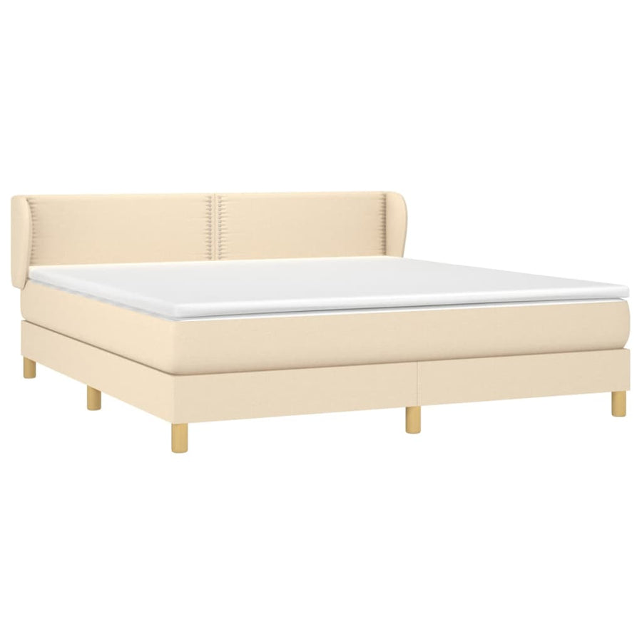 Boxspring met matras stof crèmekleurig 180x200 cm 180 x 200 cm Crème