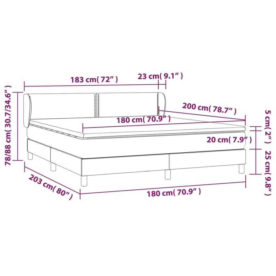 Boxspring Met Matras Stof Blauw 180 x 200 cm Effen met spijkers