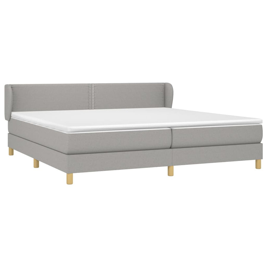 Boxspring Met Matras Stof Lichtgrijs 200 x 200 cm Effen met spijkers