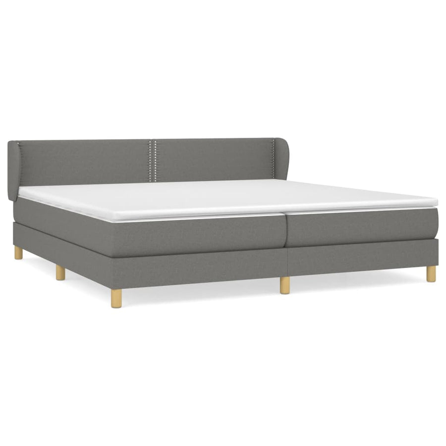 Boxspring Met Matras Stof Donkergrijs 200 x 200 cm Effen met spijkers
