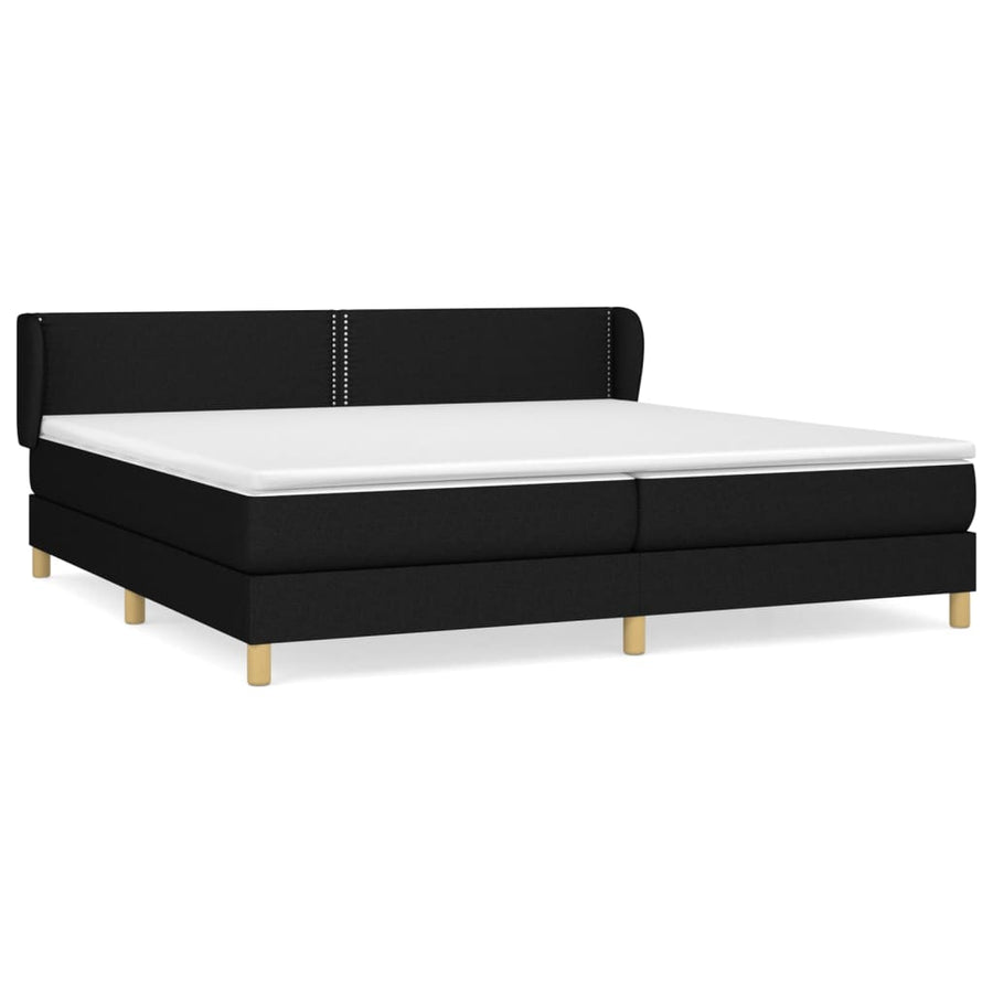 Boxspring Met Matras Stof Zwart 200 x 200 cm Effen met spijkers