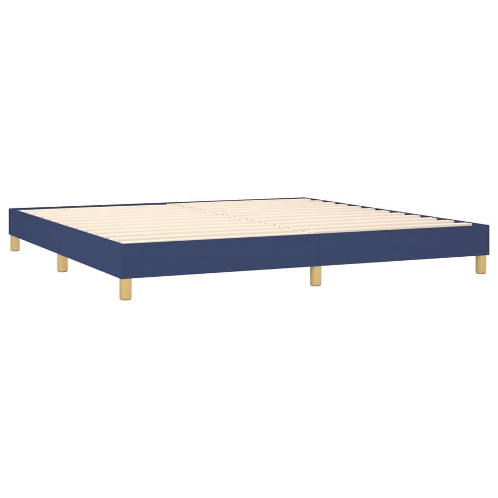 Boxspring Met Matras Stof Blauw 200 x 200 cm Effen met spijkers