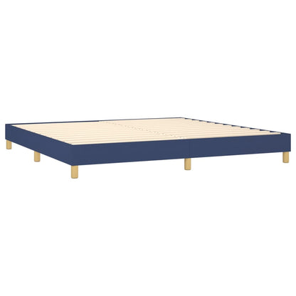 Boxspring Met Matras Stof Blauw 200 x 200 cm Effen met spijkers