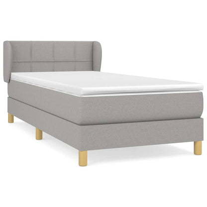 Boxspring Met Matras Stof Lichtgrijs 90 x 190 cm Blok met vierkanten
