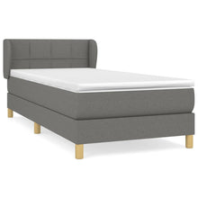 Boxspring Met Matras Stof Donkergrijs 90 x 190 cm Blok met vierkanten