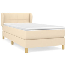 Boxspring Met Matras Stof Kleurig Crème 90 x 190 cm Blok met vierkanten