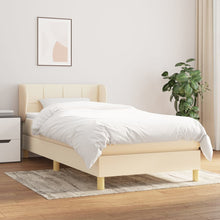 Boxspring Met Matras Stof Kleurig Crème 90 x 190 cm Blok met vierkanten