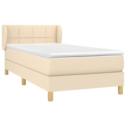 Boxspring Met Matras Stof Kleurig Crème 100 x 200 cm Blok met vierkanten