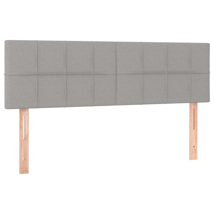 Boxspring Met Matras Stof Lichtgrijs 140 x 190 cm Blok met vierkanten
