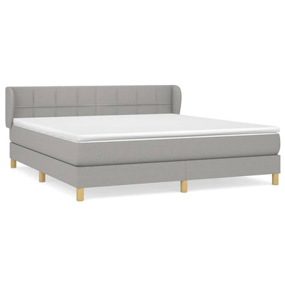 Boxspring Met Matras Stof Lichtgrijs 160 x 200 cm Blok met vierkanten