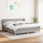 Boxspring Met Matras Stof Lichtgrijs 160 x 200 cm Blok met vierkanten