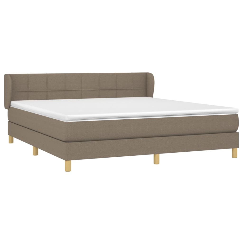 Boxspring Met Matras Stof Taupe 160 x 200 cm Blok met vierkanten