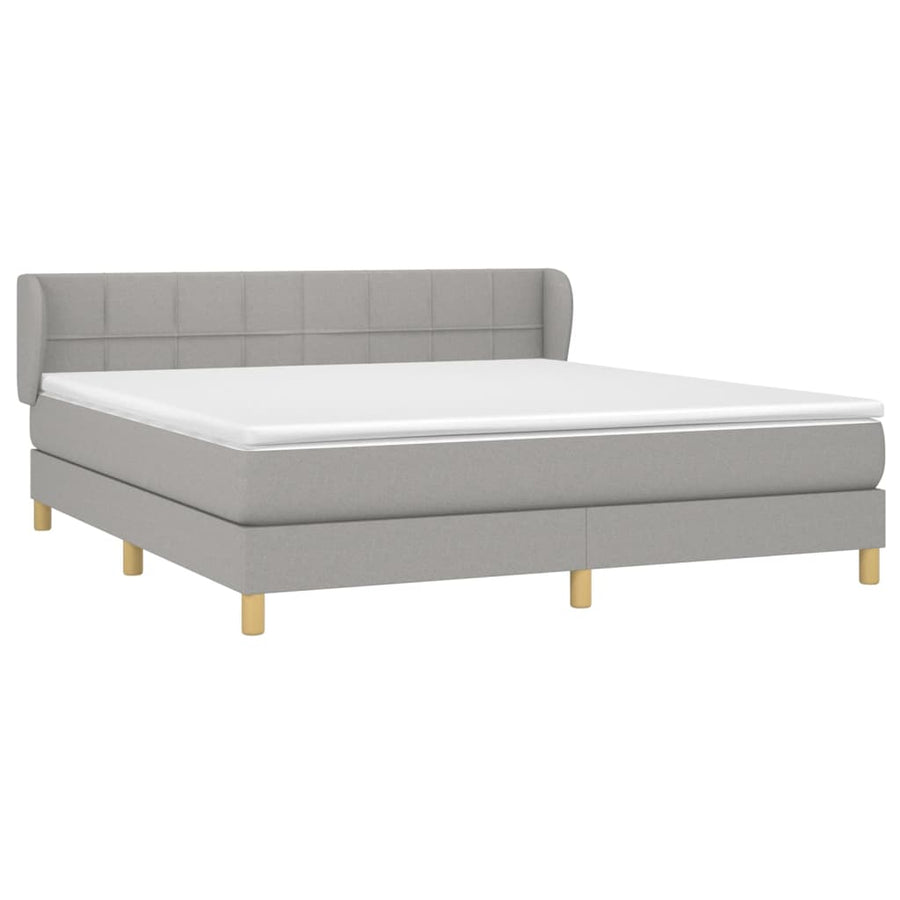 Boxspring Met Matras Stof Lichtgrijs 180 x 200 cm Blok met vierkanten