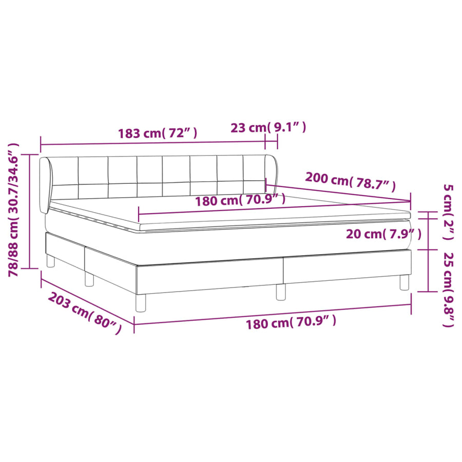Boxspring Met Matras Stof Taupe 180 x 200 cm Blok met vierkanten