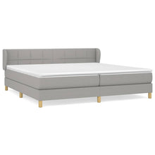 Boxspring Met Matras Stof Lichtgrijs 200 x 200 cm Blok met vierkanten