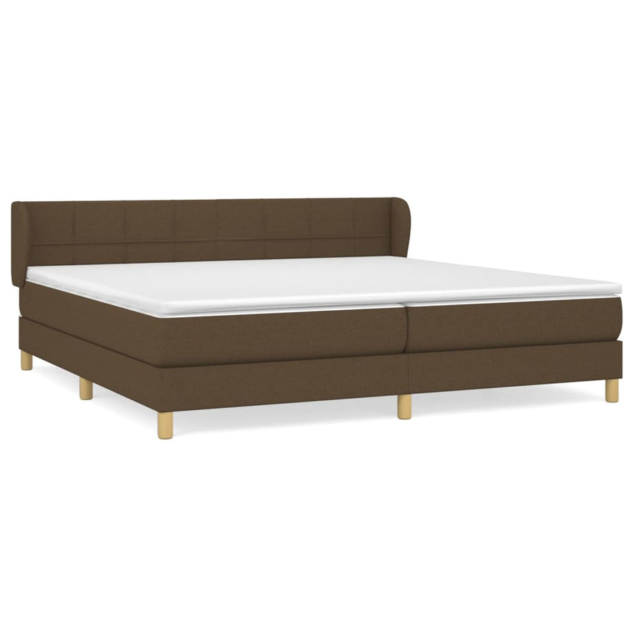Boxspring Met Matras Stof Donkerbruin 200 x 200 cm Blok met vierkanten
