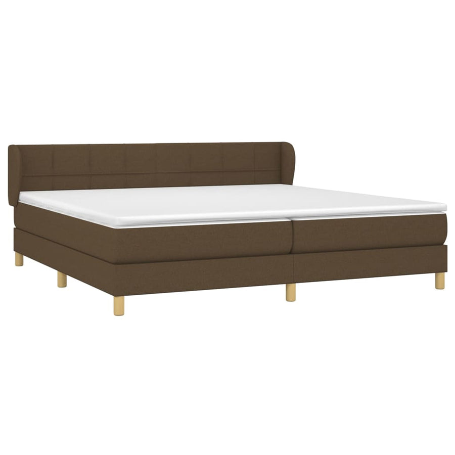 Boxspring Met Matras Stof Donkerbruin 200 x 200 cm Blok met vierkanten