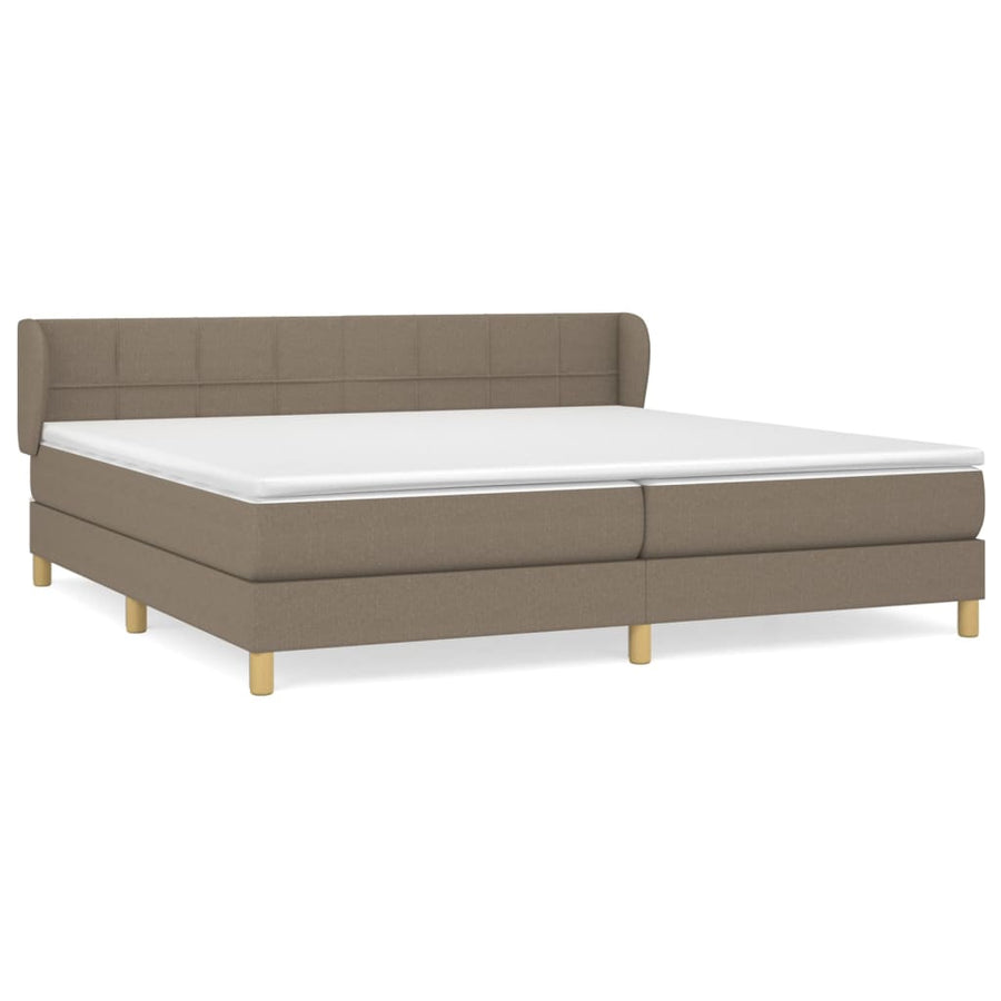 Boxspring Met Matras Stof Taupe 200 x 200 cm Blok met vierkanten