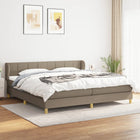 Box spring with taupe fabric mattress 200x200 cm
