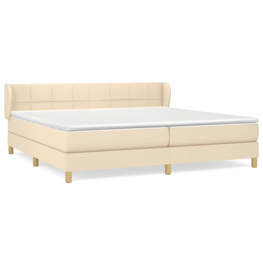 Boxspring met matras stof crèmekleurig 200x200 cm 200 x 200 cm Crème