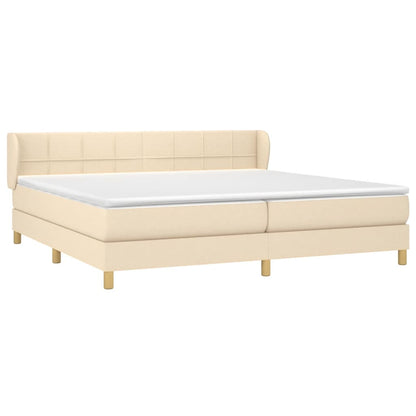 Boxspring met matras stof crèmekleurig 200x200 cm 200 x 200 cm Crème