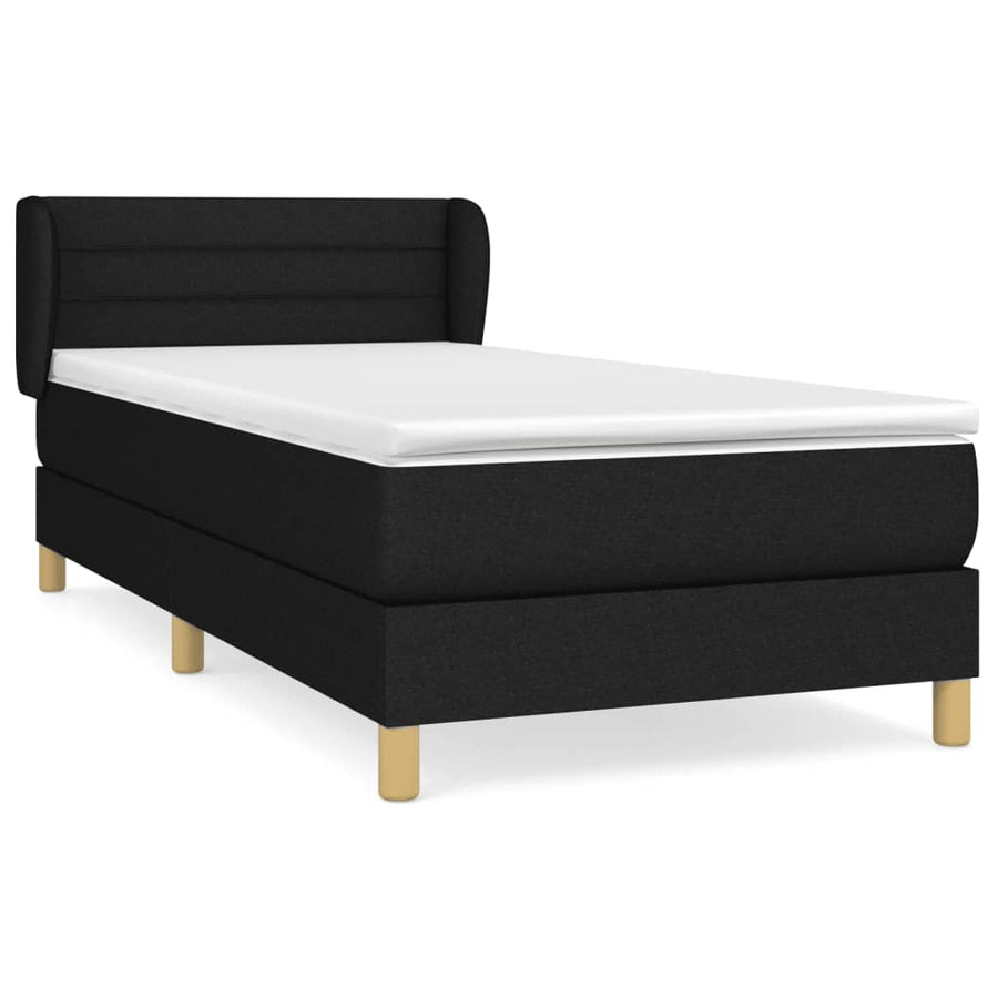 Boxspring Met Matras Stof Zwart 80 x 200 cm Horizontale strepen