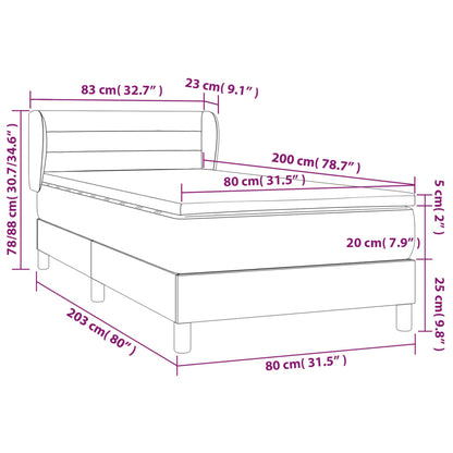 Boxspring Met Matras Stof Zwart 80 x 200 cm Horizontale strepen