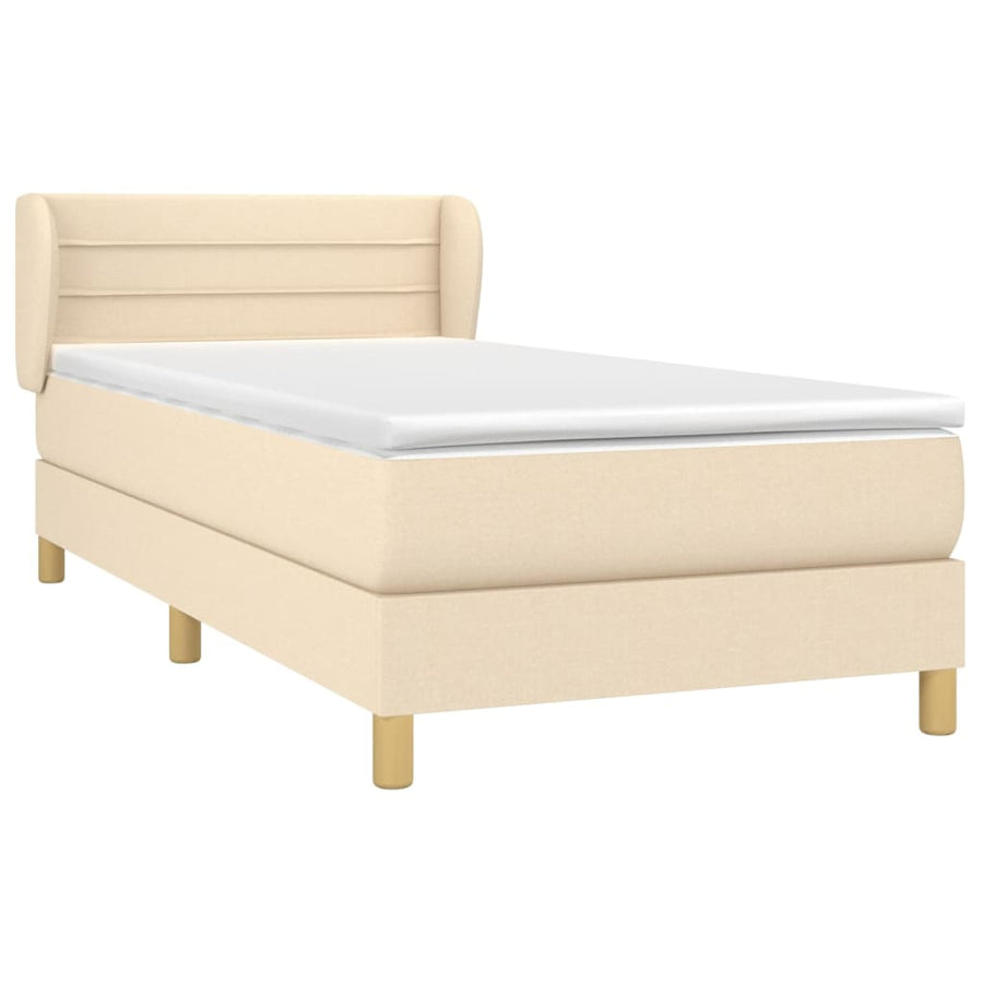Boxspring met matras stof crèmekleurig 80x200 cm 80 x 200 cm Crème