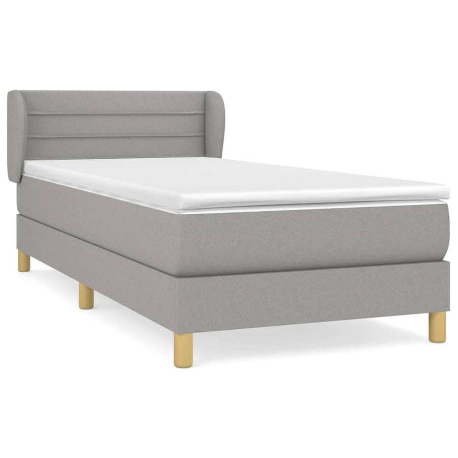 Boxspring Met Matras Stof Lichtgrijs 90 x 200 cm Horizontale strepen