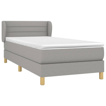 Boxspring Met Matras Stof Lichtgrijs 100 x 200 cm Horizontale strepen