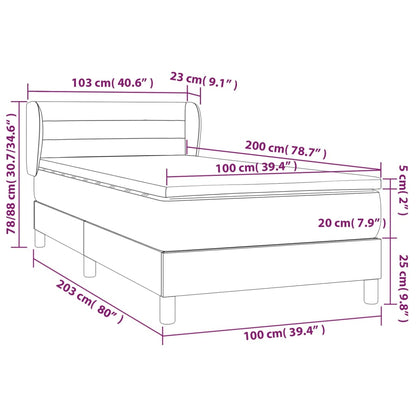 Boxspring Met Matras Stof Zwart 100 x 200 cm Horizontale strepen