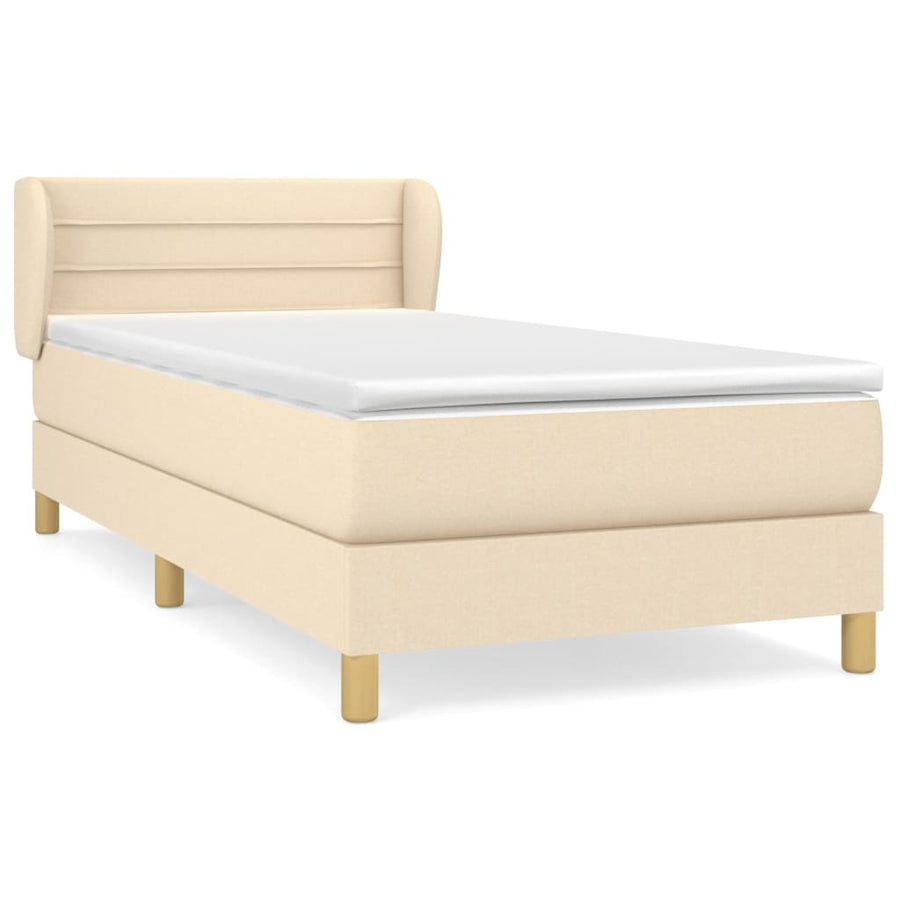 Boxspring met matras stof crèmekleurig 100x200 cm 100 x 200 cm Horizontale strepen