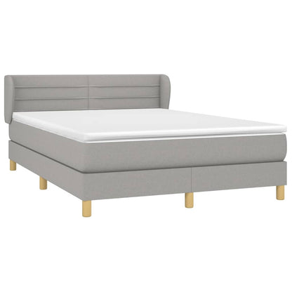 Boxspring Met Matras Stof Lichtgrijs 140 x 190 cm Horizontale strepen