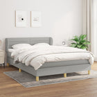 Boxspring Met Matras Stof Lichtgrijs 140 x 190 cm Horizontale strepen