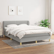 Box spring with mattress fabric light grey 140x190 cm
