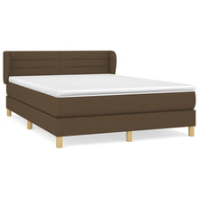 Boxspring Met Matras Stof Donkerbruin 140 x 190 cm Horizontale strepen